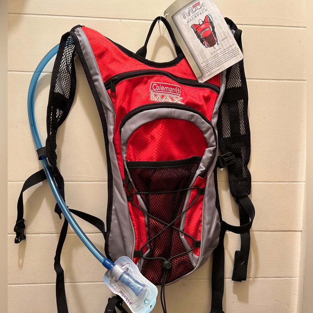 New Coleman Red and Gray Hydration backPack
